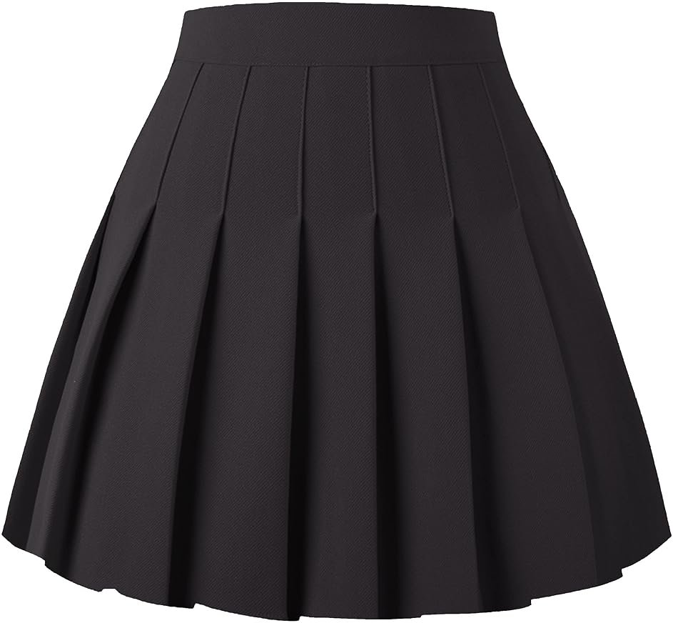 Girstunm Women's Pleated Skirt Mini Skater Basic Skirts High Waist School Girls Uniform Short Cheerleader Skirt - Product Image
