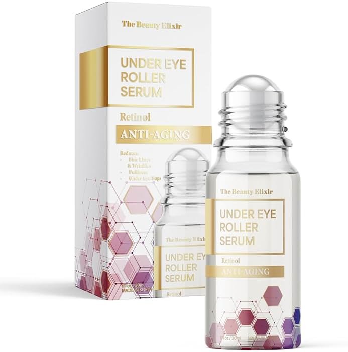 The Beauty Elixir Retinol Eye Roller For Puffy Eyes & Dark Circles - Brightens Under Eyes - Crow's Feet Treatment - Dermatologist Tested, Natural Clean Beauty - Korean Skin Care - For All Skin Types - Product Image