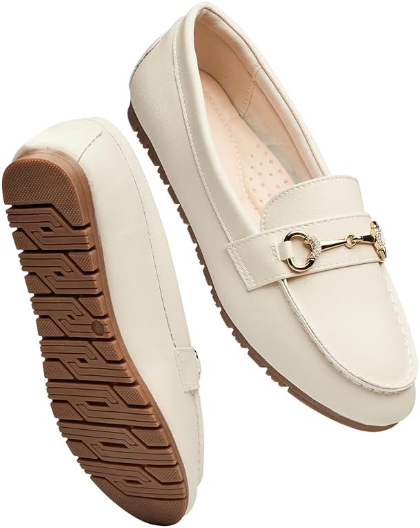 COOL COSER C Women's Wide Loafers Casual Slip on Flat Shoes Women's Comfort Penny Loafers with Arch Support Women Dressy Moccasins - Product Image