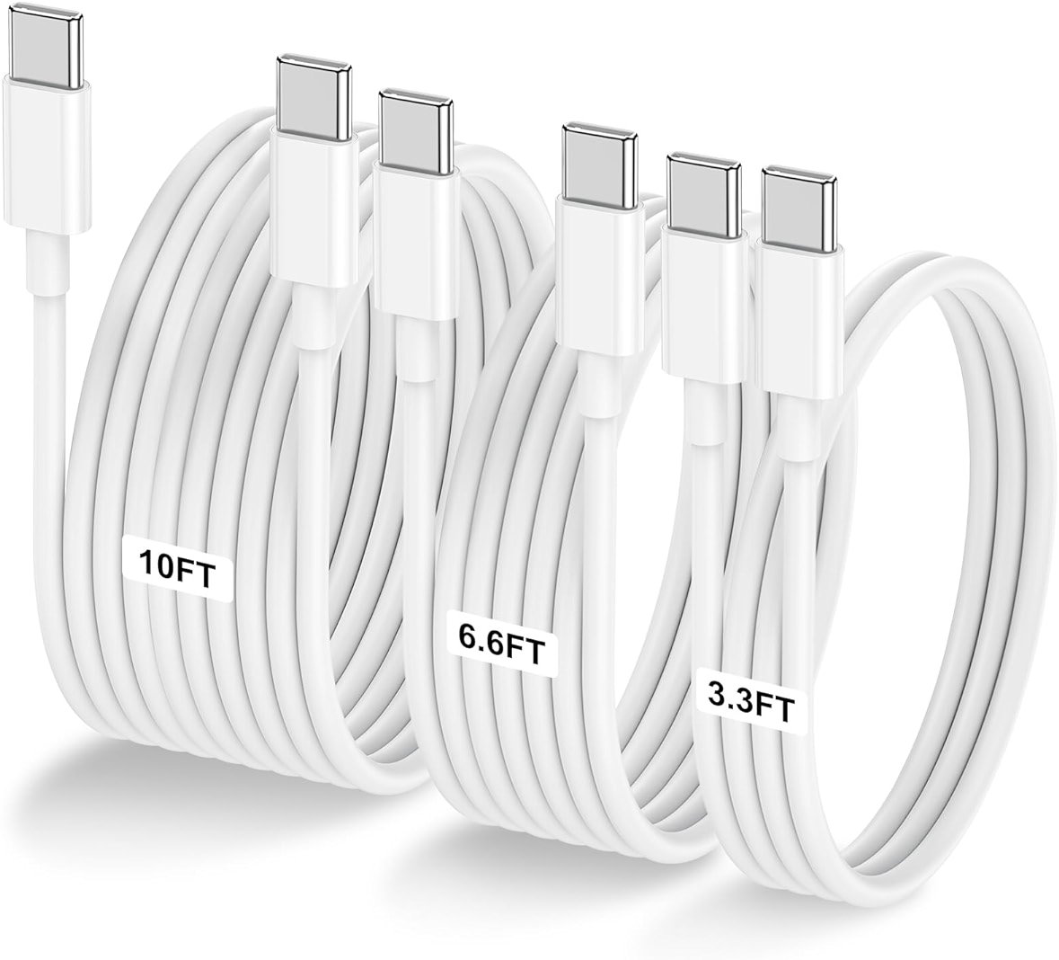 LOFPYE 3-Pack [3.3FT+6.6FT+10FT] 60W USB C to USB C Cable, Type C to Type C Cable,Fast Charging Cable for iPhone 17 16 15 Pro Plus Pro Max Air，for Galaxy S25, for iPad, for MacBook and More - Product Image