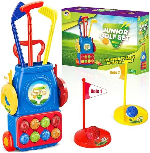 TOY Life Kids Golf Clubs 3-5 Toddler Boys Golf Set Baby & Toddler Plastic Golf Clubs 3-5 Mini Golf Set for Kids Golf Cart Toys Sport Golf Game for Boys Girls for 3 4 5 6 7 8 Years Old - Product Image