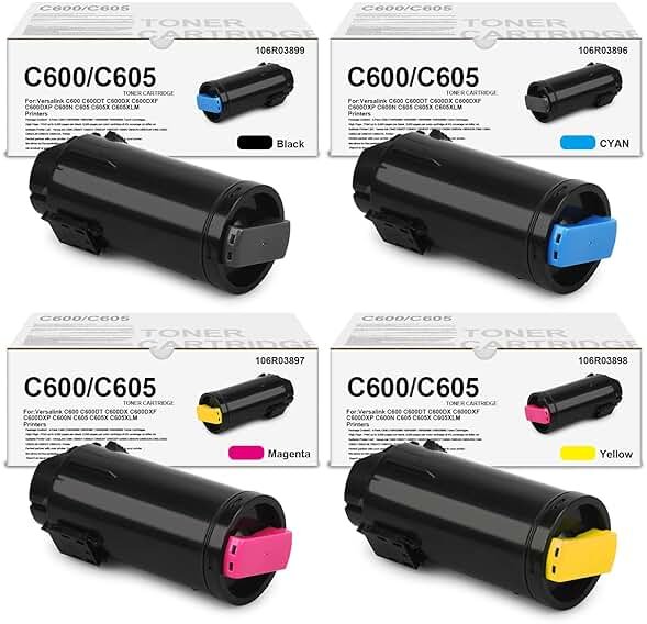 Versalink C600 C605 Toner Cartridge High Yield Replacement for Xerox Versalink C600 C600DT C600DX C600DXF C600DXP C600N C605 C605X C605XLM Printers (BK/C/M/Y) -106R03896 106R03897 106R03898 106R03899 - Product Image