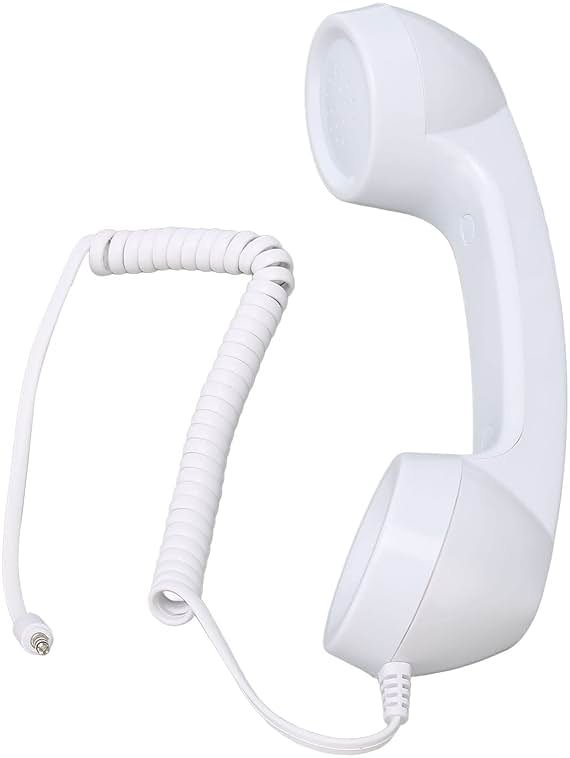Retro 3.5mm Telephone Handset, Cell Phone Handset , Microphone Handset for Mobile Phone, Cell Phone Receiver Mini Handheld Receiver Cell Phone for Mobile Phones Computers (White) - Product Image