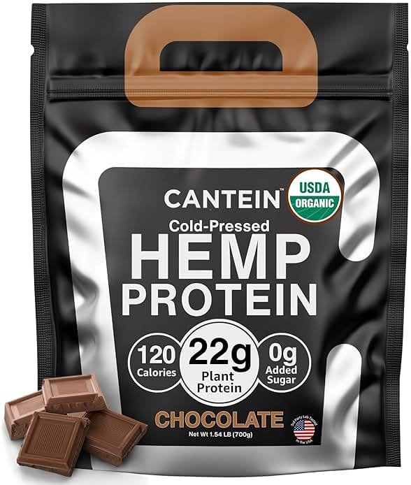 Cantein Organic Hemp Protein Powder, Vegan Plant Based, Chocolate, 700g - Product Image