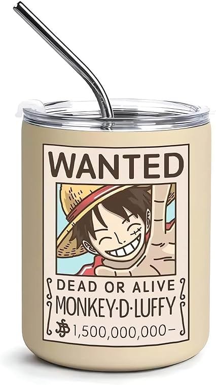 BayJew 12 oz Vacuum Insulated Tumblers with Lid and Straw, Double-Walled Stainless Steel Coffee Mug for Office Home,Cute One Piece Manga Anime Gifts - Product Image