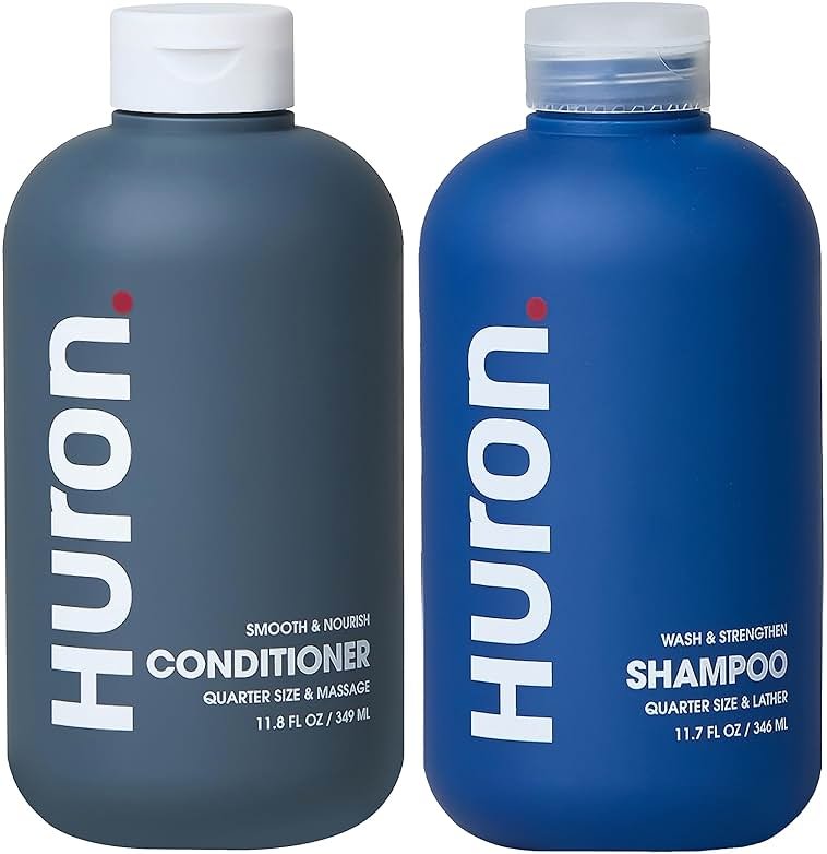 Huron Hair Duo for Men and Women Shampoo & Conditioner Set with Citrus + Juniper Scent, Hydrating & Strengthening Hair Wash & Frizz Control Treatment, Phthalate-Free, Non-Toxic, 11.7 Fl Oz (Pack of 2) - Product Image