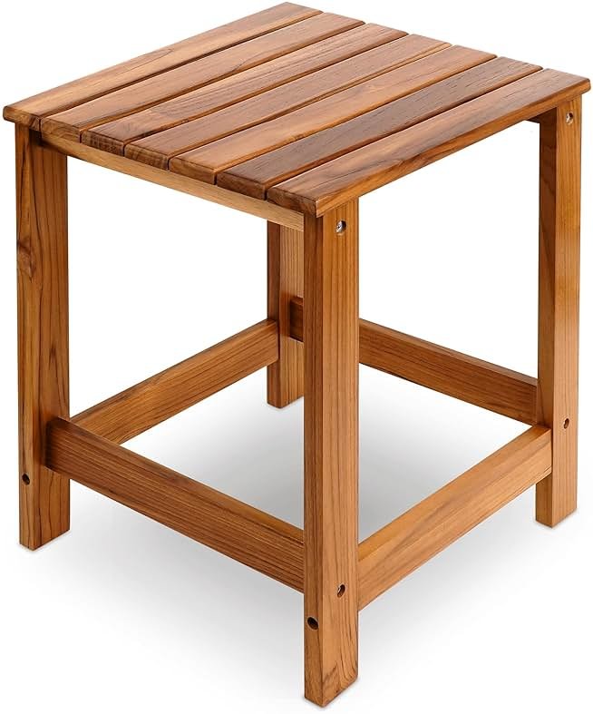Utoplike Teak Outdoor Side Table for Patio, Pool Coffee Accent Table, Wood End Tables for Garden, Backyard, Bed, Living Room, Couch - Product Image