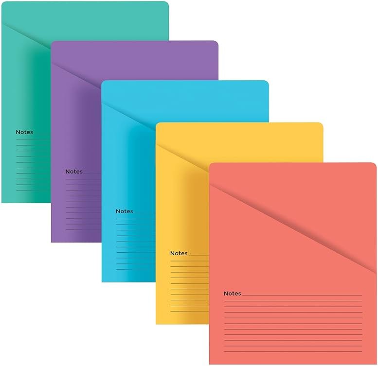 Better Office Products Lined Vertical Slash Pocket File Folders, 25 Pack, 5 Assorted Colors, Letter Size Slash File Jacket with Notes on Front & Back, Half Pocket File Folders - Product Image