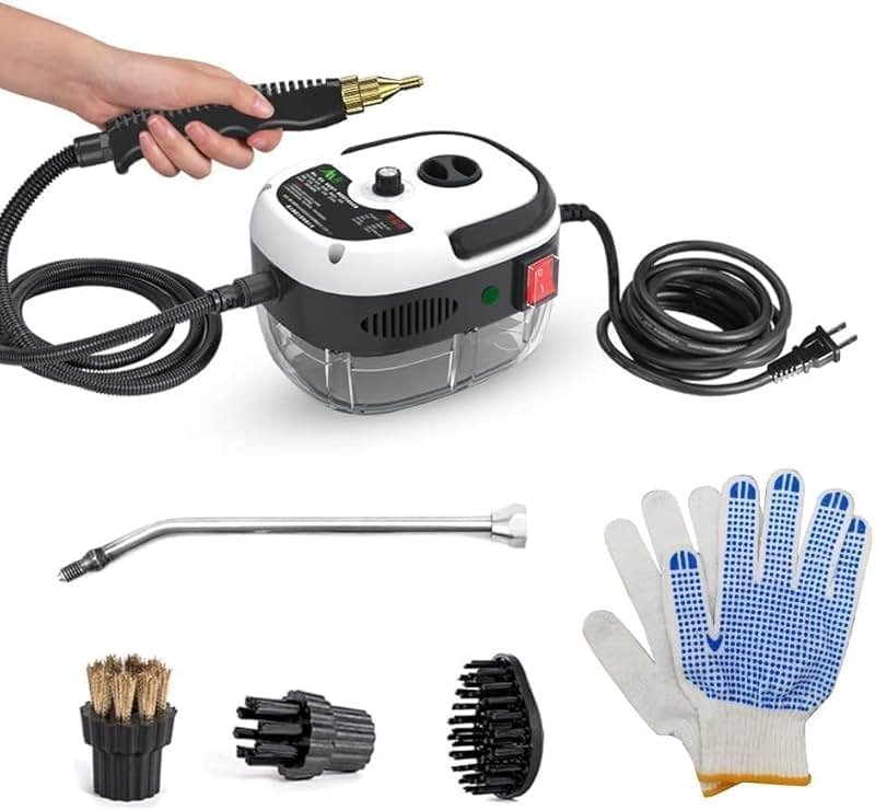 Decdeal Steam Cleaner - High Temperature Pressurized Handheld Steam Cleaning Machine with Brush Heads and Gloves, for Car Floors Kitchen Furniture Bathroom Windows - Product Image