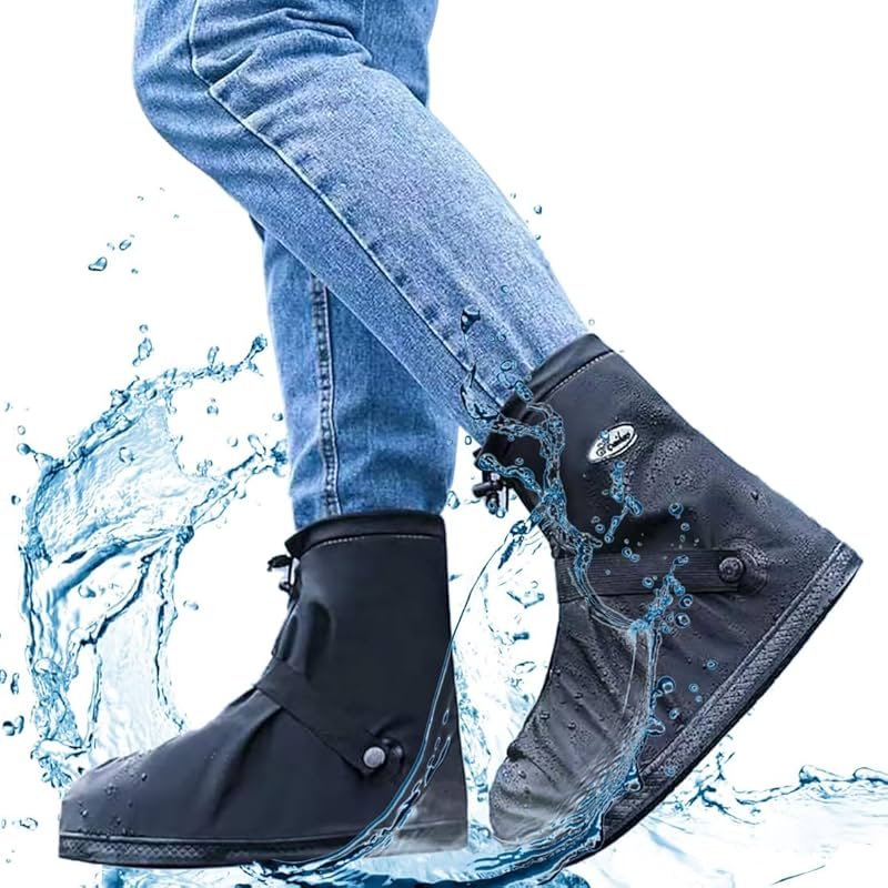 YUEYA Waterproof Shoe Covers for Rain & Snow, Non-Slip Reusable Overshoes with Zipper – Durable Shoe Protectors for Hiking, Cycling, Outdoor Activities,Rain Boots for Men, Women & Kids - Product Image