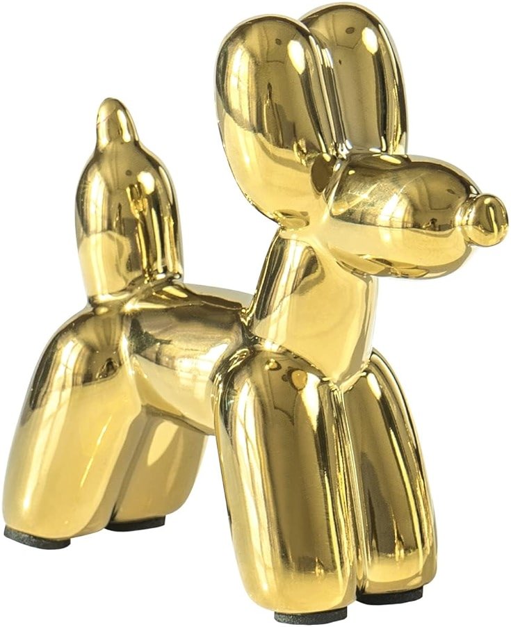 Notakia Cute Ceramics Balloon Dog Statue Crafts Gold Living Room Desktop Decorations,Handmade Modern Small Ceramic Animal Statue Ornament Gold Home Decor Accents - Product Image