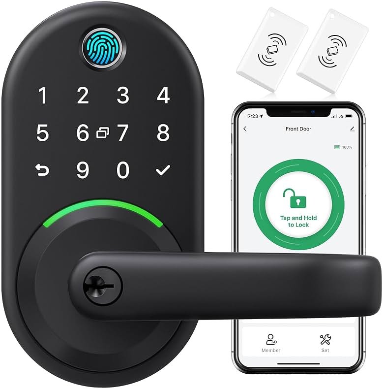 Smart Door Handle Lock with Keypad: Yamiry Fingerprint Smart Knob - Keyless Entry Digital Lock for Front Door - Deadbolt with APP - Generate Passcode Remotely - DIY Installation - Product Image