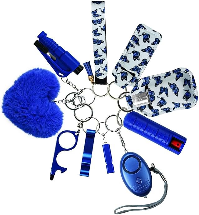 Zesirmay Keychain Set for Women with Alarm, Pom Pom, Whistle, Gifts for Girls, Friends, Women, Mom and Daughter - Product Image
