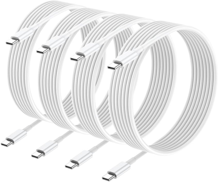 Apple USB C to USB C Charging Cable 4 Pack 10ft,60W [Apple MFi Certified] Compatible for iPhone 15/15 Pro/15 Plus/15 Pro Max New ipad Pro 12.9/11, Air 4/5, Mini 6, MacBook Air, (White) - Product Image