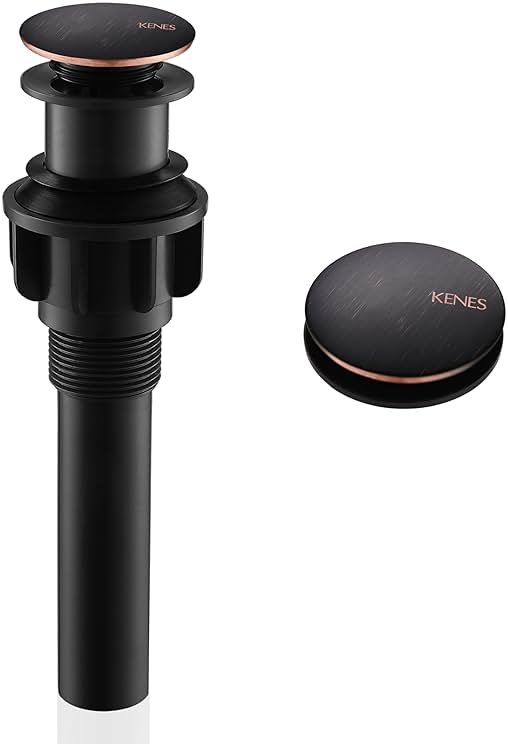 KENES Oil Rubbed Bronze Bathroom Vessel Pop Up Sink Drain, Vanity Faucet Sink Drain Stopper, Sink Drain Assembly Without Overflow Anti Clog Pop Up Drain - Product Image