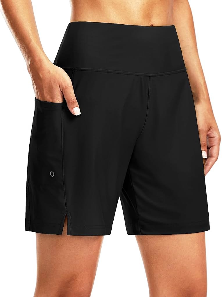 G Gradual Women's 7" Long Swim Board Shorts High Waisted Quick Dry Beach Swimming Shorts for Women with Liner Pockets - Product Image