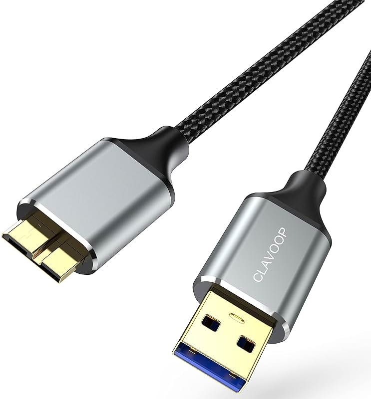 CLAVOOP USB 3.0 Micro B Cable 1.5 FT, External Hard Drive Cable 5 Gbps High-Speed USB A to Micro B Hard Drive Cord Compatible for Seagate Xbox One Toshiba WD My Passport Elements SSD, Camera, Laptop - Product Image