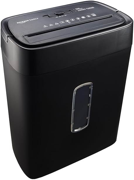 Amazon Basics 12-Sheet Cross-Cut Paper and Credit Card Shredder with Overheat Protection, Black (New Model) - Product Image