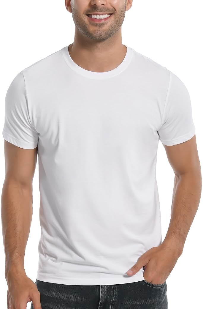 Pioneer Camp Mens Bamboo Viscose T Shirt Ultra Soft Plain Tshirts for Men Cooling Crew Neck Casual Basic Tee Shirt Undershirt - Product Image
