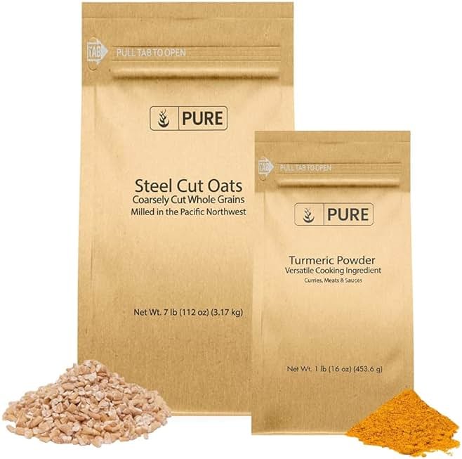 Pure Original Ingredients Steel Cut Oats and Turmeric Powder Bundle, Eco-friendly Packaging, Natural - Product Image