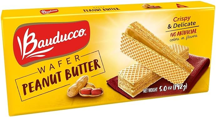 Bauducco Peanut Butter Wafers - Crispy Wafer Cookies With 3 Delicious, Indulgent Decadent Layers of Peanut Butter Flavored Cream - Delicious Sweet Snack or Desert - 5.0 oz (Pack of 1) - Product Image