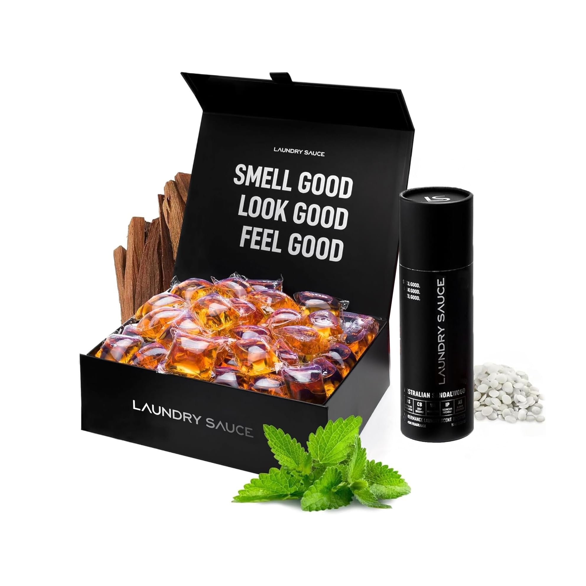 Laundry Sauce - Luxury Scented Laundry Detergent Pods & Scent Booster Bundle (Australian Sandalwood), Premium Laundry Washing Pods with High-End, Sophisticated Fragrances, Dye Free & HE Compatible - Product Image