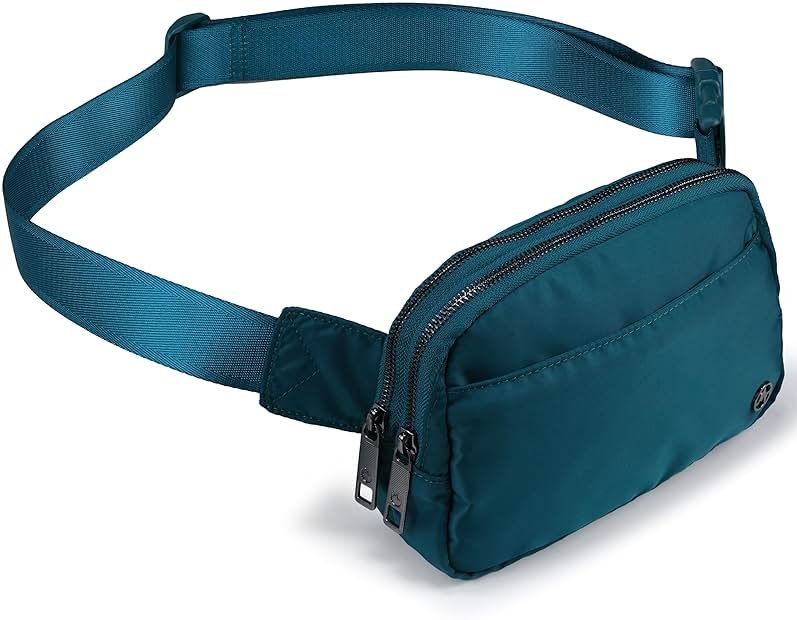Pander Everywhere Belt Bag for Women, 5 Zipper Pockets Nylon Crossbody Fanny Pack Purse (Teal Blue) - Product Image