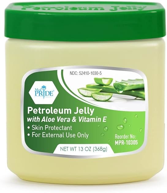 MED PRIDE Petroleum Jelly with Aloe Vera & Vitamin E, 13 oz – Skin Protectant and Moisturizing Ointment for Dry or Irritated Skin, Rashes, Chapped Lips, Minor Cuts, Burns and Diaper Rash - Product Image