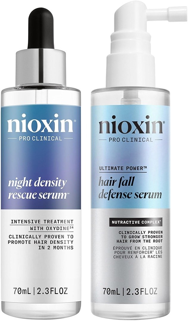 Nioxin Hair Fall Defense, Intensive Daily Leave-In Treatment with Caffeine + Night Density Rescue Serum, Overnight Thickening, Night and Day Treatment | Bundle - Product Image