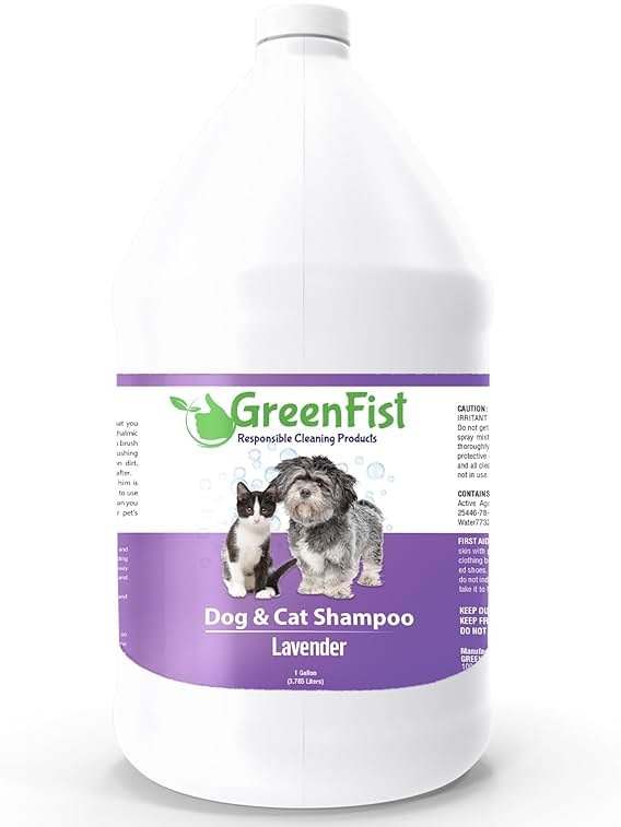 GreenFist Pet Shampoo Conditioner for Dogs & Cats Care Intense Cleaning Power Sooth Skin Made in USA (Lavender 1 Gallon) - Product Image