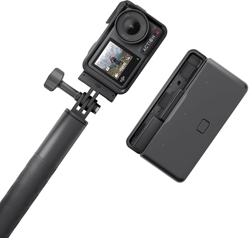 DJI Osmo Action 4 Adventure Combo, Waterproof Action Camera with 1/1.3" Sensor, 4K/120fps Video, Stunning Low-Light, 8h Extended Battery Life with 3 Batteries, 1.5m Extension Rod, Battery Case - Product Image