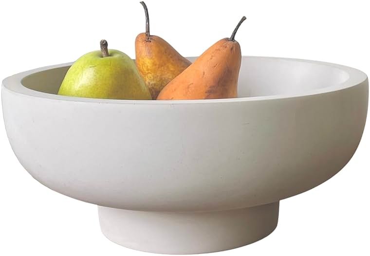 OAKOA Concrete Fruit Bowl for Kitchen Counter - Large Decorative Bowls for Home Decor - Modern Key Bowl for Entryway Table - Footed Pedestal Bowl for Keys - Product Image