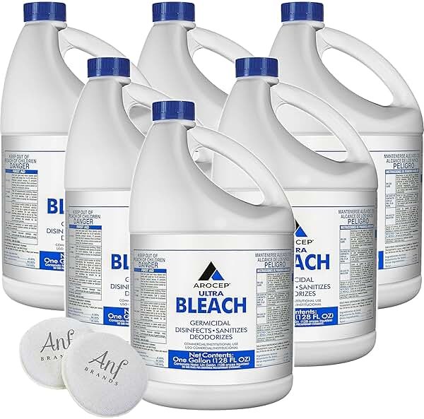(6 Gallons) - Liquid Chlorine Bleach, for Laundry, Household and Commercial Cleaning, 1 Gallon Jugs - Product Image