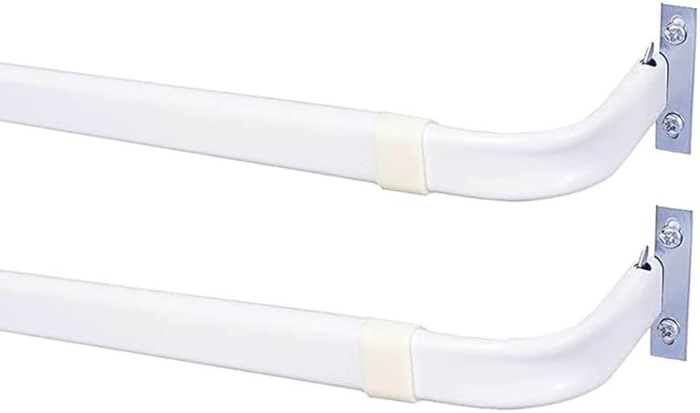 Blu-Pier Tech Heavy Duty Single Rod,Lock Seam Curtain Rod 28 to 48-Inch Adjustable Width, 2 1/2-Inch Projection，Hardware Included,White(Pack of 2) - Product Image