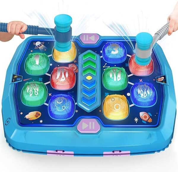 Whack Game Mole Toys for 3 4 5 6 Year Old Boys, Pounding Toys for Age 2-4, 3 Modes & Light Interactive Toddlers Toy with 2 Hammer, Baby Toy Gifts for Early Learning, Birthday Gift for Toddler Boy Girl - Product Image