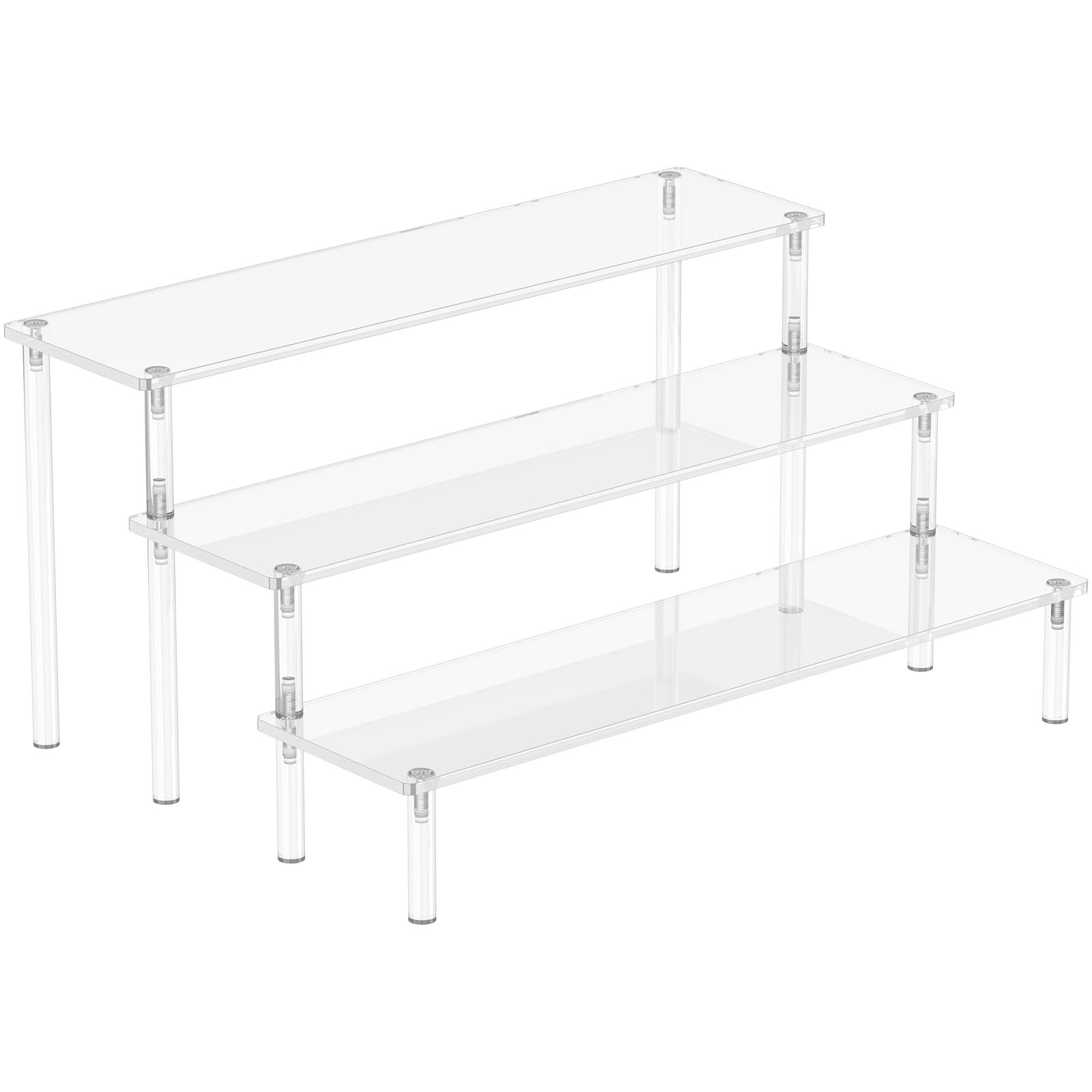 Aredpoook Acrylic 3 Tier Perfume Organizer Display, Cupcake Stand Holder, Large Shelf Risers for Figures, Dessert Shelves for Party, Riser Stand for Decoration and Organizer, Clear