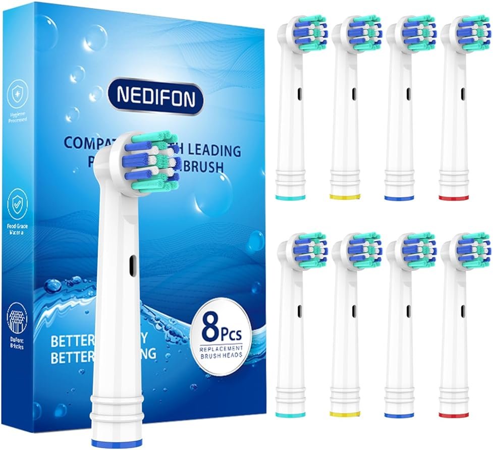 Replacement Toothbrush Heads for Oral B Braun(Individually Packaged),8 Pack Professional Electric Toothbrush Heads Compatible with Oral B 7000/Pro 1000/9600/ 5000/3000/8000 (8 Count) - Product Image
