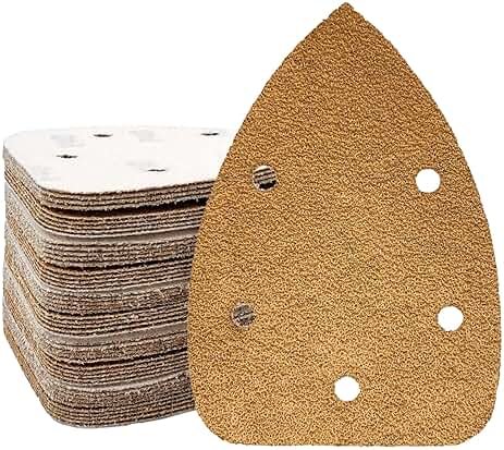 50 Pack Mouse Sander Sandpaper, Sanding Pads for 5.5'' Detail Sanders, Hook and Loop Sandpaper Detail Sander Palm Sander Sandpaper for Wood Furniture Sanding Refinishing (40 Grit) - Product Image