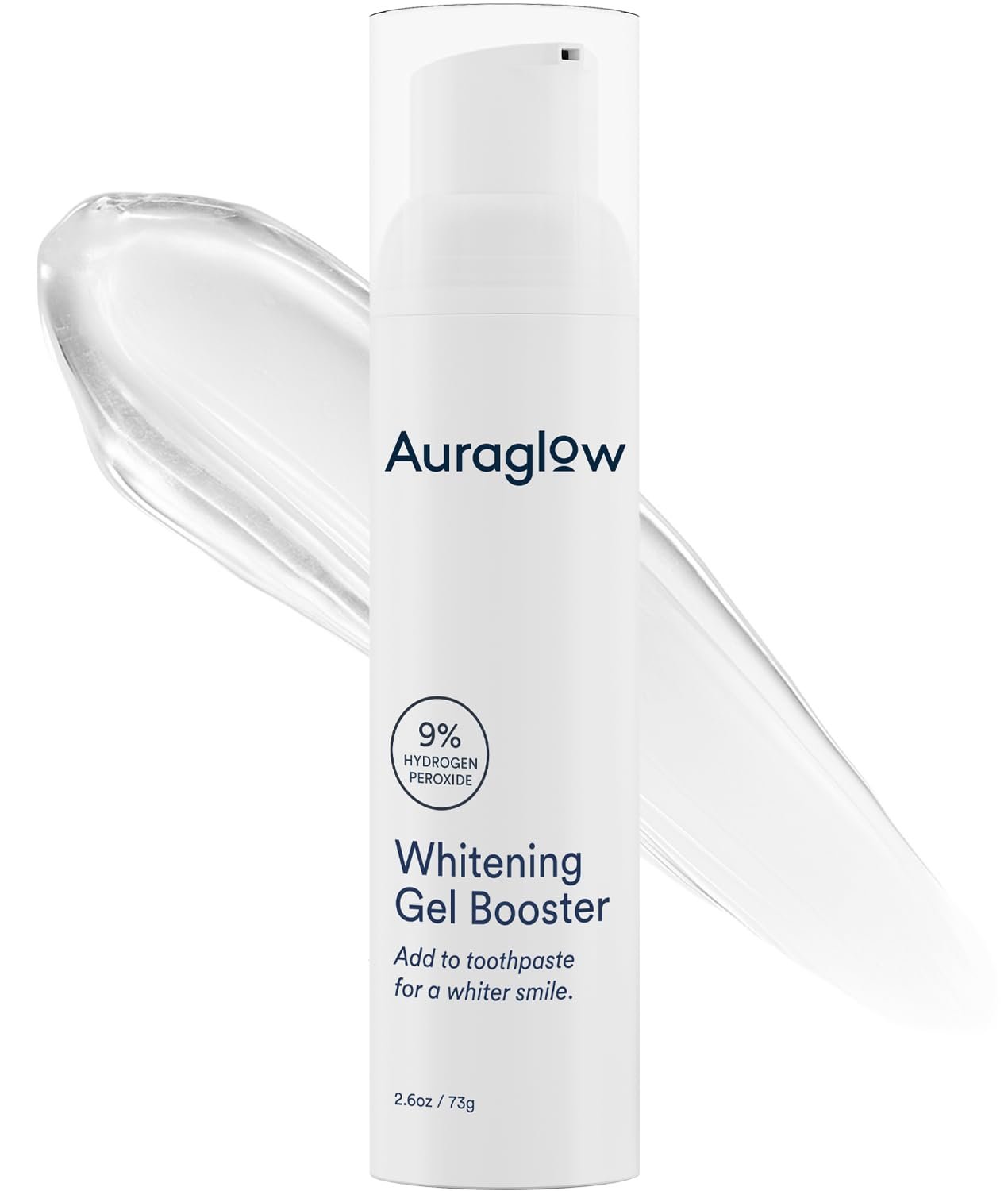 Auraglow Teeth Whitening Gel for Toothpaste, 9% Hydrogen Peroxide, Add to Toothpaste to Whiten, 350+ Whitening Treatments, Removes Coffee Wine Tea Stains, No Trays or Strips, Made in USA, 2.6oz - Product Image