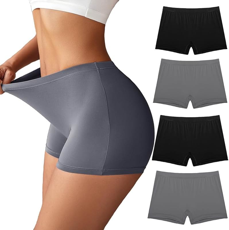 Ekouaer Boyshort Panties Women's Soft Underwear Briefs Invisible Hipster 3 Pack Seamless Boxer Brief Panties S-XXL - Product Image
