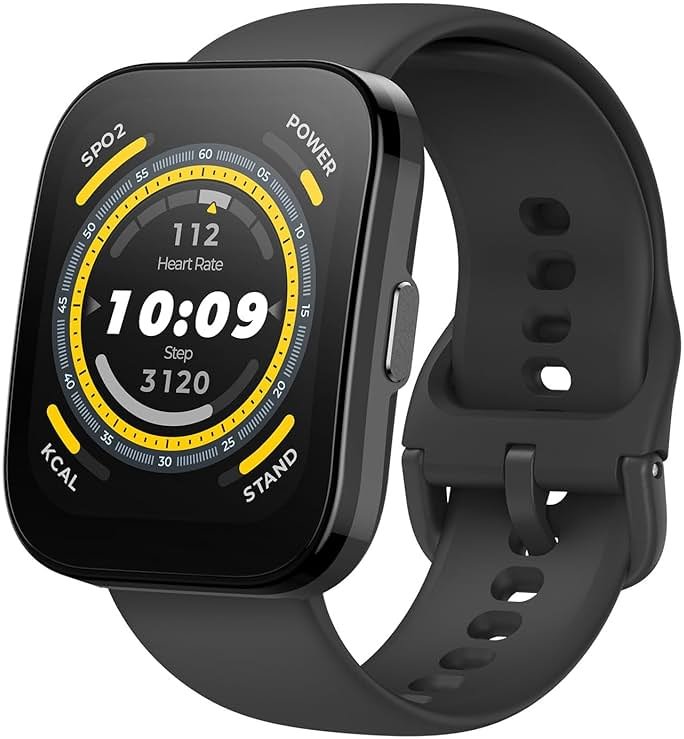 Amazfit Bip 5 Smart Watch 46mm, GPS, Amazon Alexa Built-in, Bluetooth Calling, 10-Day Battery, Heart-Rate & VO2 Max, Sleep Health Monitoring, AI Fitness Tracker App, for Android & iPhone, Black - Product Image