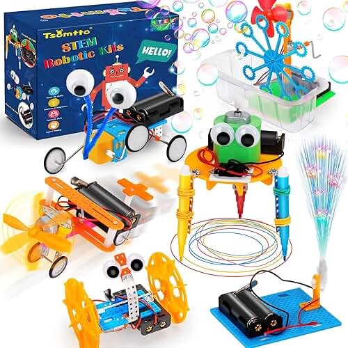STEM Robotics Kit 6 Set Science Experiments Project Activities Toys for Kids 4-8 8-12 Engineering Building Electronic Motor Robot Kid Craft Boy Girl 5 6 7 8 9 10 12 Year Old Outdoor Toy - Product Image