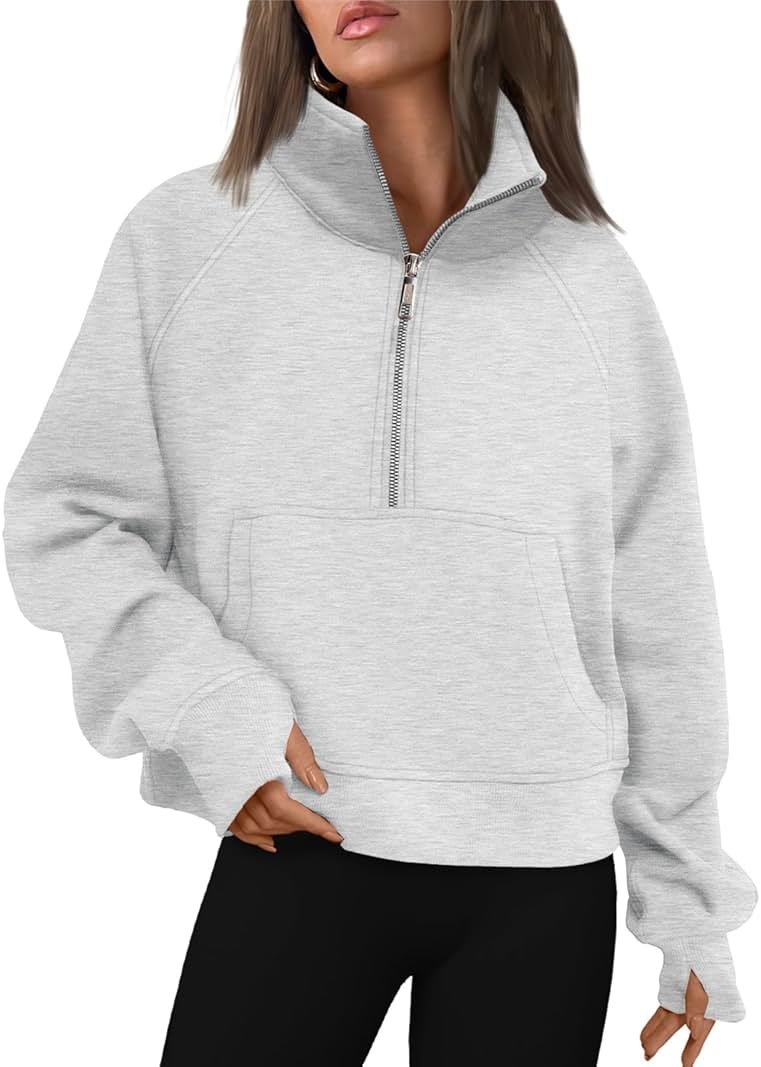 AUTOMET Womens Sweatshirts Half Zip Cropped Pullover Fleece Quarter Zipper Hoodies 2026 Fall Fashion Outfits Clothes - Product Image