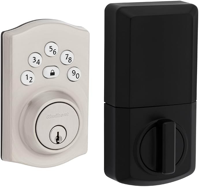 Kwikset Powerbolt 240 5-Button Keypad Satin Nickel Traditional Electronic Deadbolt Door Lock, Featuring Convenient Keyless Entry, Customizable User Codes and Auto-Locking - Product Image