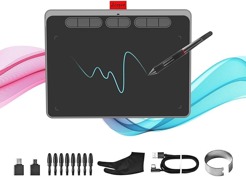 9x6 inch Graphics Drawing Tablet, Acepen Drawing Tablet with Battery-Free Stylus, 8192 Pen Pressure, 8 Hot Keys, Digital Art Tablet for Drawing, Design, Teaching, Work with Mac, Computer, PC & Mobile - Product Image