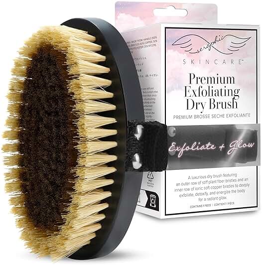 Seraphic Skincare Dry Brushing Body Brush for Smooth & Glowing Skin – Exfoliating Body Scrubber for Blood Circulation, Cellulite, Lymphatic Drainage, Ingrown Hairs & Keratosis Pilaris Treatment - Product Image