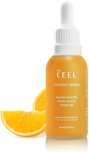 The Ceel 20% Vitamin C Brightening Anti-Aging Serum for Face with Ascorbic, Ferulic Acid & Vitamin B5 - Paraben & Perfume Free Skin Care Formula for Hydration, Wrinkles, Dark Spots, & Radiance - 30ml - Product Image