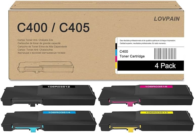 VersaLink C400/C405 High Capacity Toner Cartridge (4 Pack, 1BK/1C/1M/1Y) - Lovpa 106R03512 106R03514 106R03515 106R03513 Toner Replacement for Xerox VersaLink C400 C400D C400DN C405 C405DN Printer - Product Image