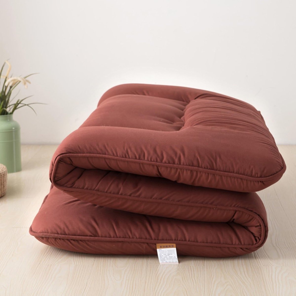 Japanese Floor Mattress Double Foldable,Camping Mattresses for Tents,Roll Up Mattress Single Guest Bed,Shikibuton Futon Mattress,Brown,Full/120x200cm - Product Image