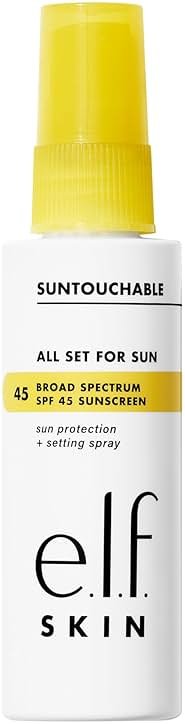 e.l.f. SKIN All Set For Sun SPF 45 Setting Spray, Clear Makeup Setting Mist + Sunscreen, Weightless SPF Face Protection & Makeup-Locking Spray, Vegan & Cruelty-Free - Product Image